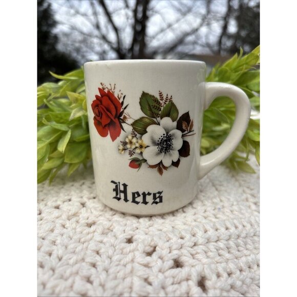 Vintage Cottage Rose Monogrammed “Hers” Coffee Mug 4x3” England - Picture 1 of 6